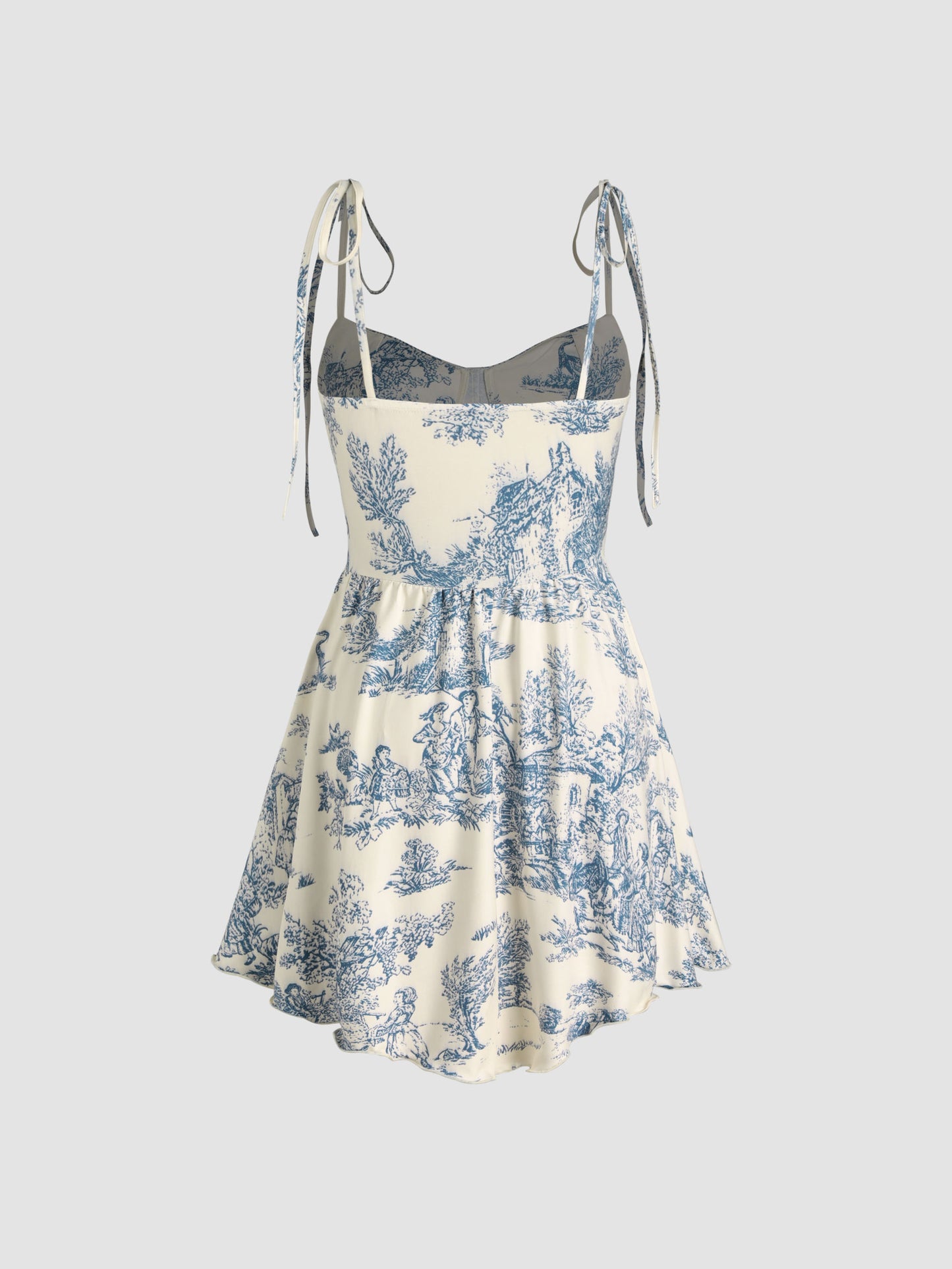 Cowl Neck Corset Knotted Ruffle Mini Dress