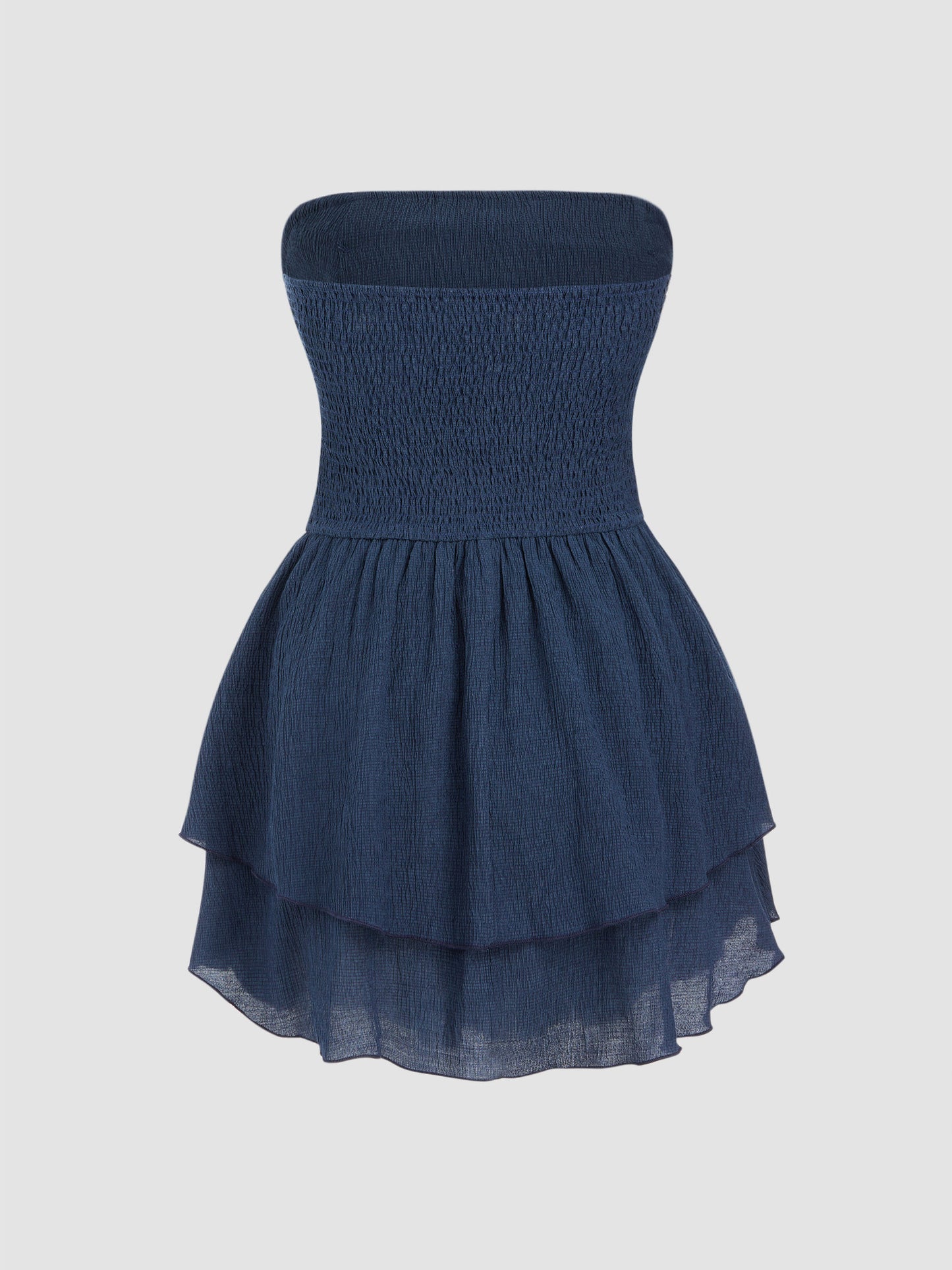 Tube Ruched Ruffle Mini Dress