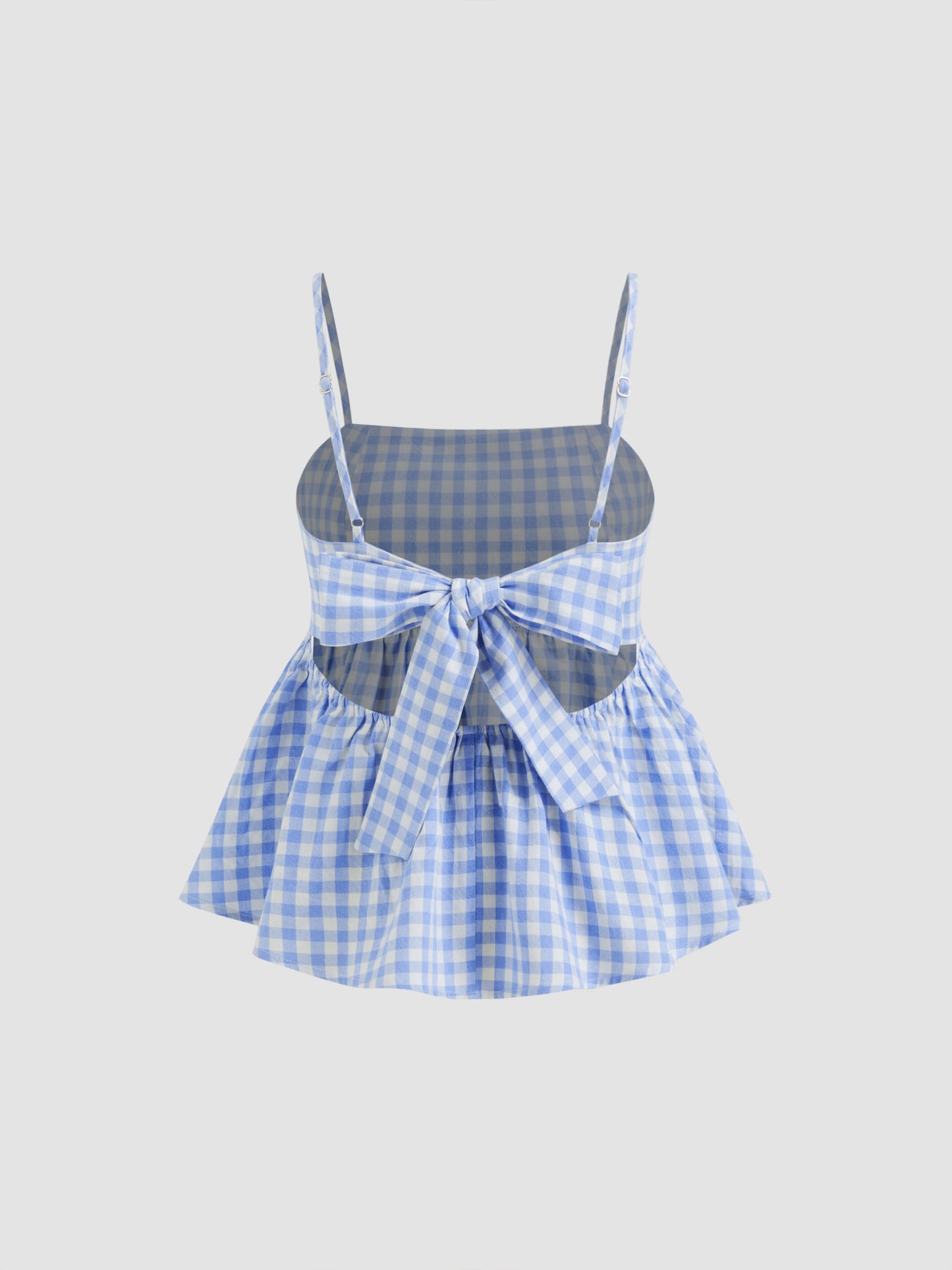 Square Neck Gingham Knotted Cami Top