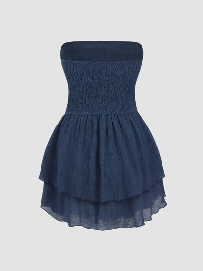Tube Ruched Ruffle Mini Dress
