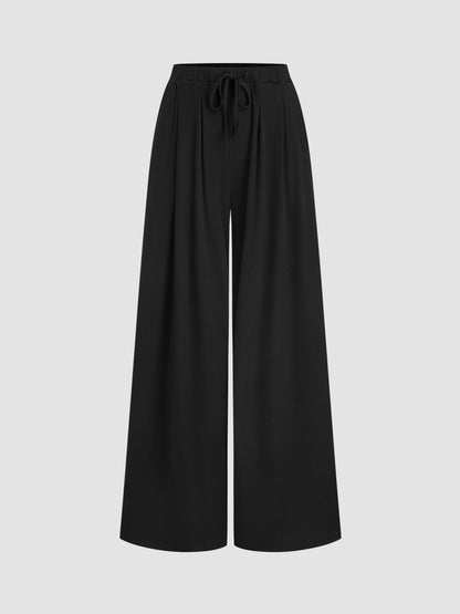 Set of 2-Black Knotted Top With High Rise Trouser