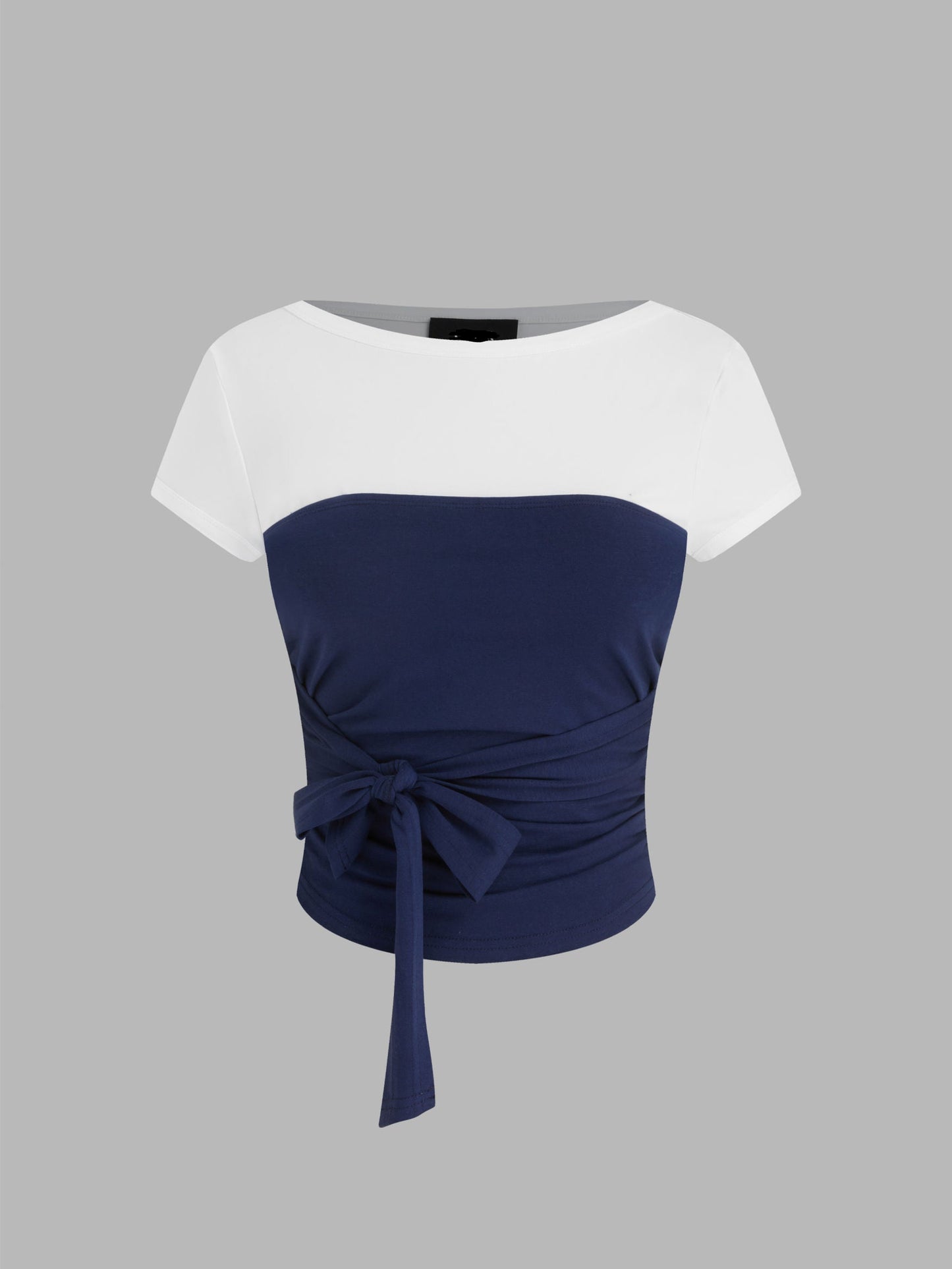 Boat Neck Tee & Ruched Knotted Bandeau Top