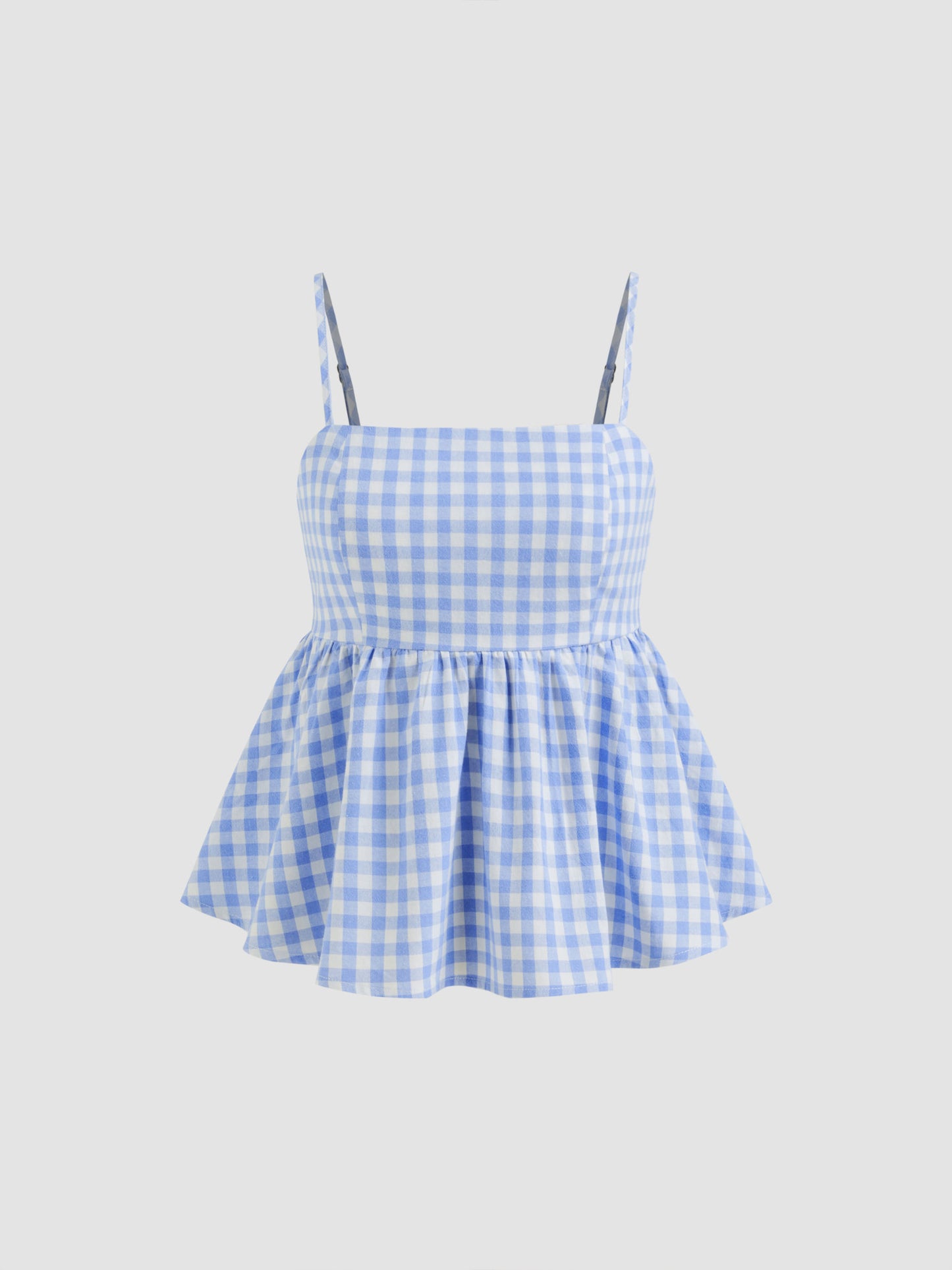 Square Neck Gingham Knotted Cami Top