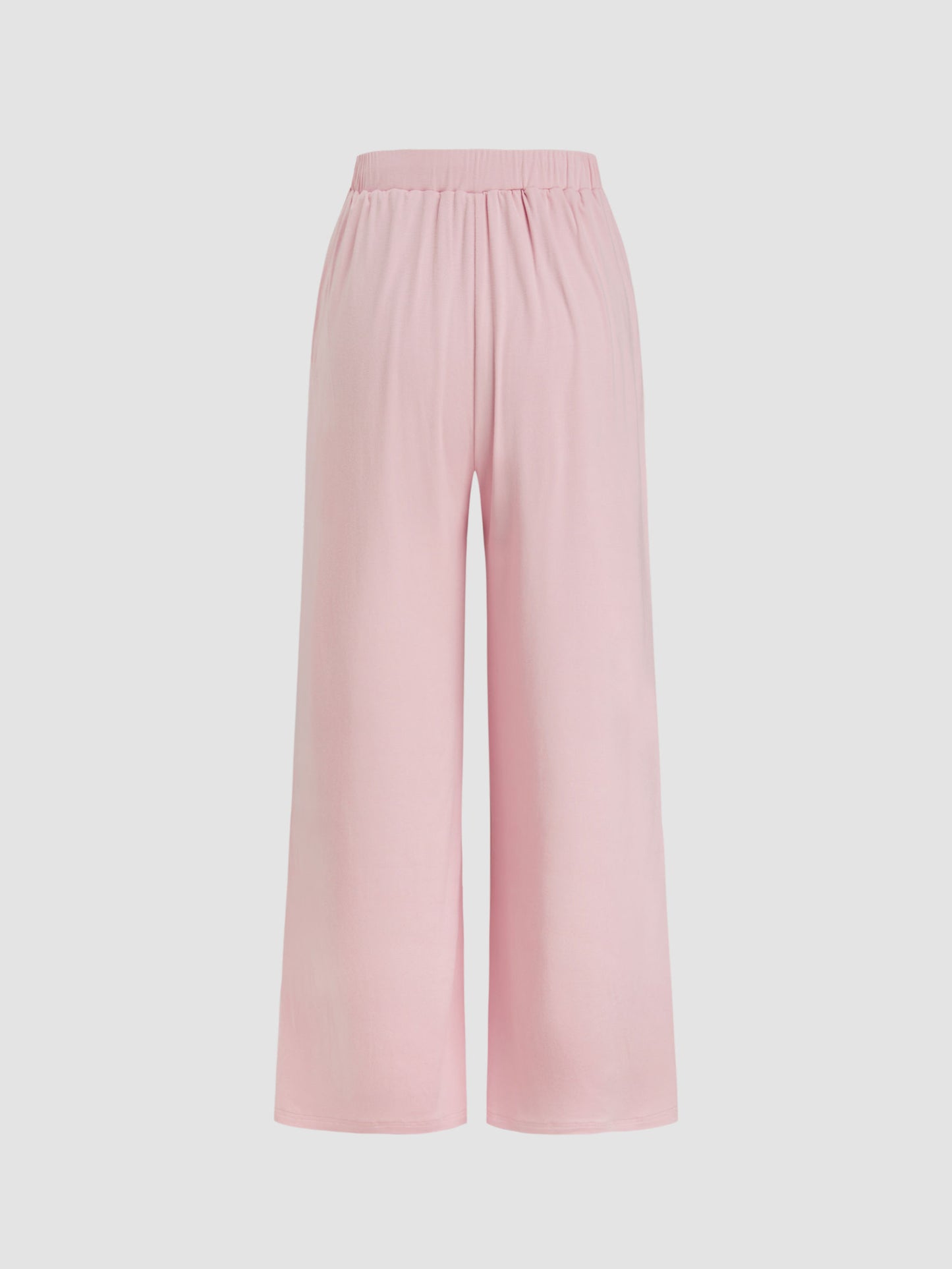 Neck Bowknot Lace Trim Crop Tank Top & Mid Rise Drawstring Wide Leg Trousers Loungewear Set