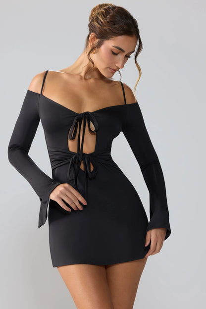 Black Cut Out A-Line Mini Dress