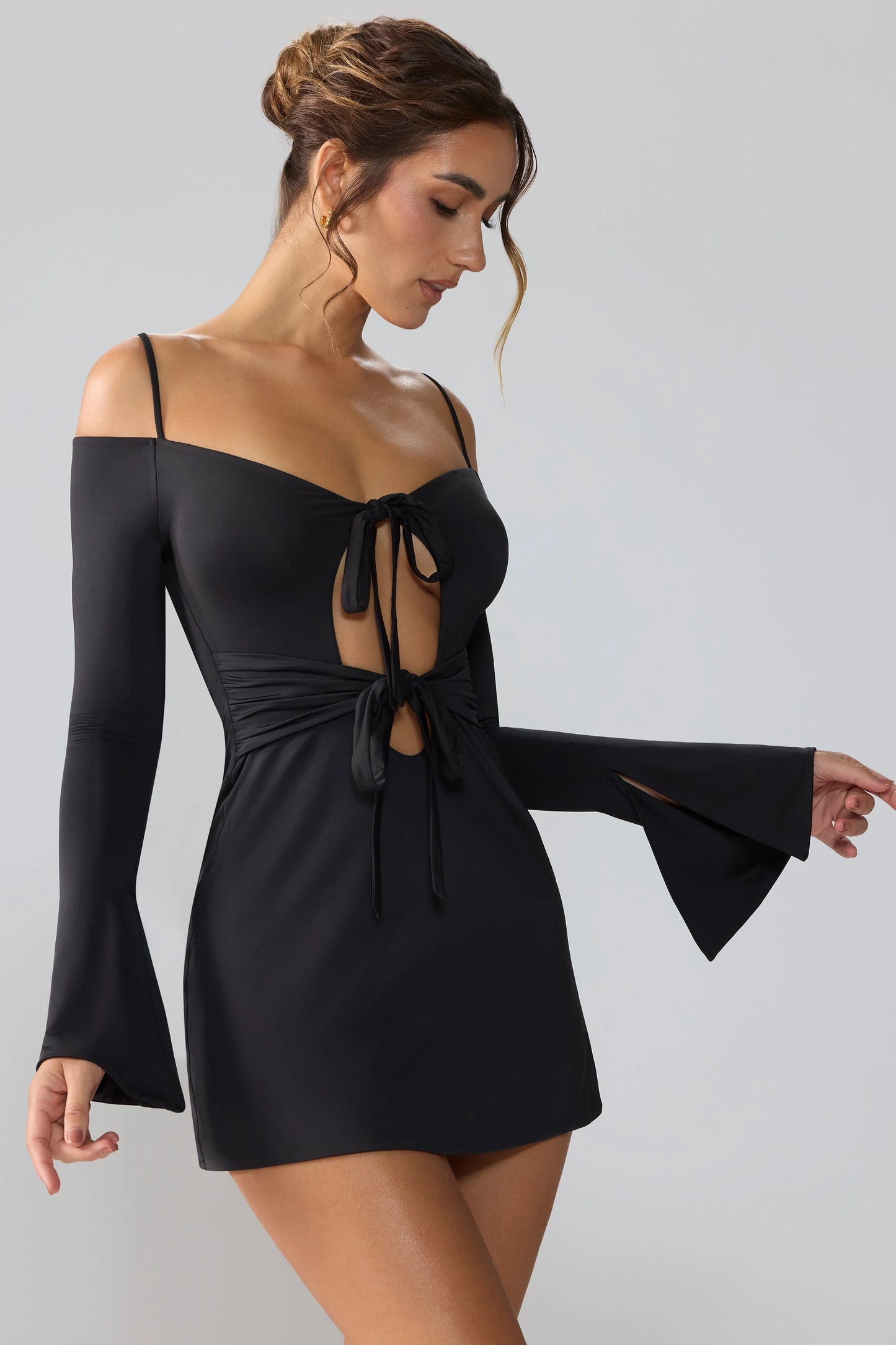 Black Cut Out A-Line Mini Dress