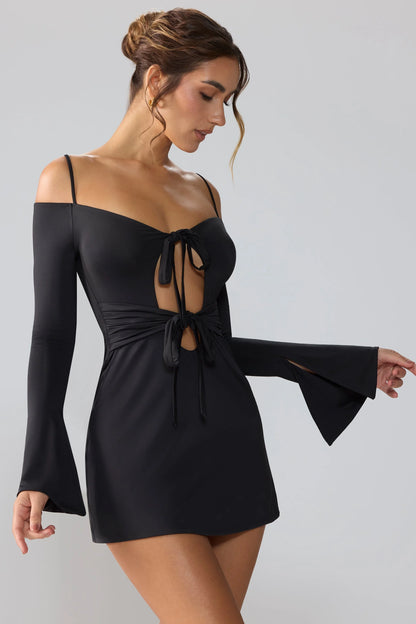 Black Cut Out A-Line Mini Dress