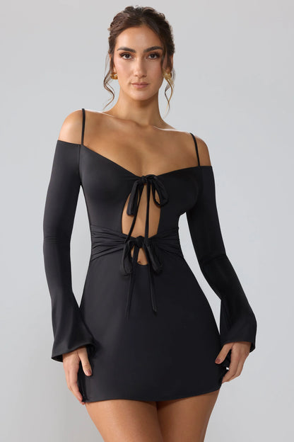 Black Cut Out A-Line Mini Dress