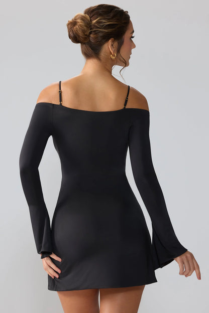 Black Cut Out A-Line Mini Dress