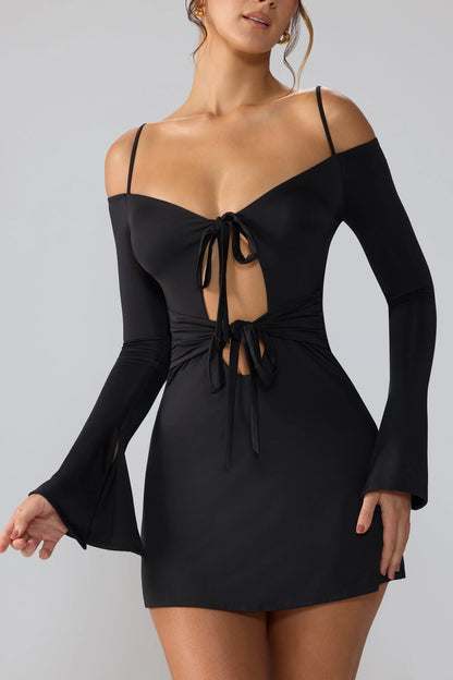 Black Cut Out A-Line Mini Dress