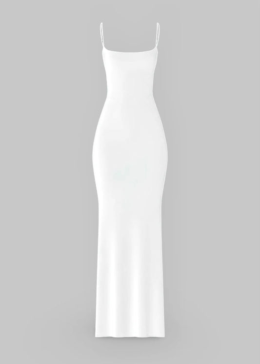 Long Slip Bodycon Dress-White